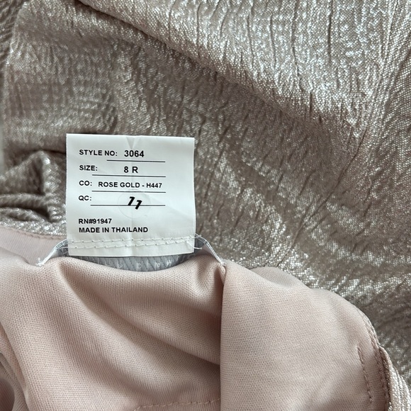 NWT Dessy Collection Silver Pink Rose One Shoulder Formal Gown Maxi Prom Dress - Picture 8 of 8